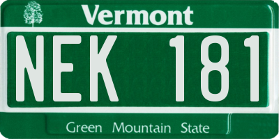 VT license plate NEK181