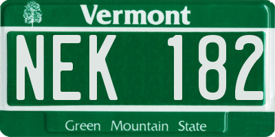 VT license plate NEK182