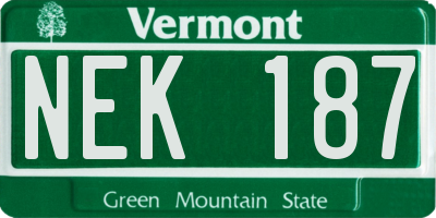 VT license plate NEK187
