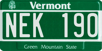 VT license plate NEK190