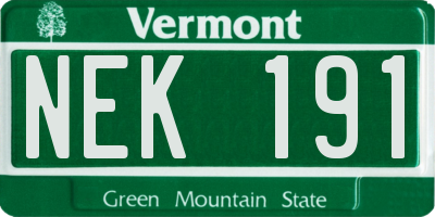 VT license plate NEK191