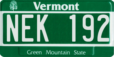 VT license plate NEK192