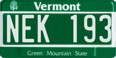VT license plate NEK193