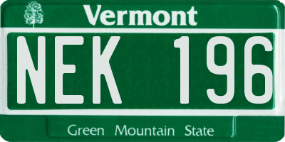 VT license plate NEK196