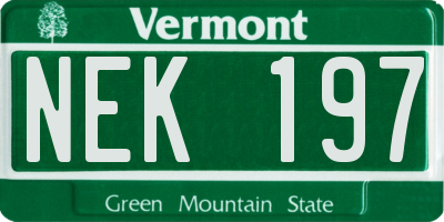 VT license plate NEK197
