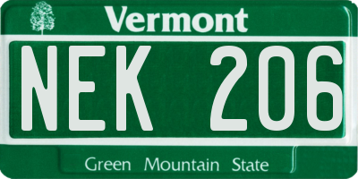 VT license plate NEK206