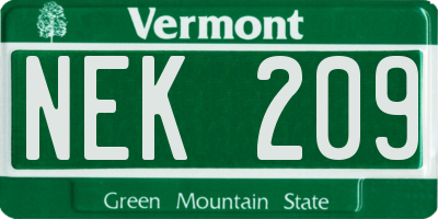 VT license plate NEK209