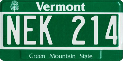 VT license plate NEK214