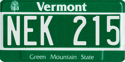 VT license plate NEK215