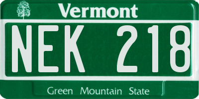 VT license plate NEK218