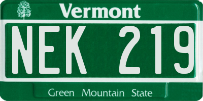 VT license plate NEK219