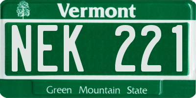 VT license plate NEK221