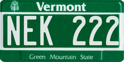 VT license plate NEK222