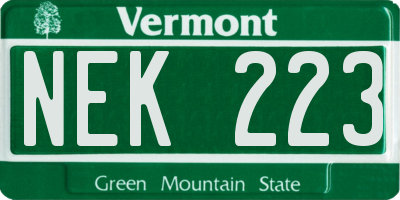 VT license plate NEK223