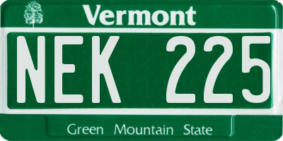 VT license plate NEK225
