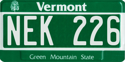 VT license plate NEK226