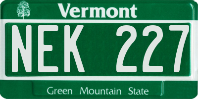 VT license plate NEK227