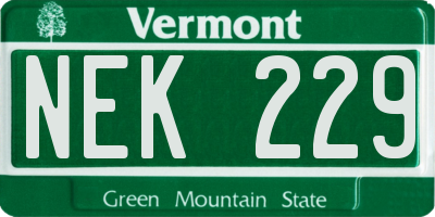 VT license plate NEK229