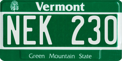 VT license plate NEK230