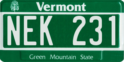 VT license plate NEK231