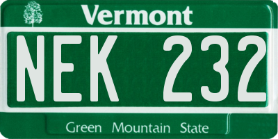 VT license plate NEK232