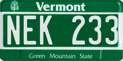 VT license plate NEK233
