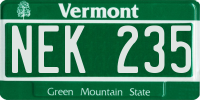 VT license plate NEK235