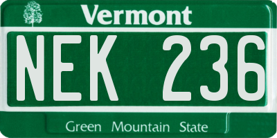 VT license plate NEK236
