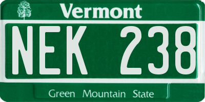 VT license plate NEK238