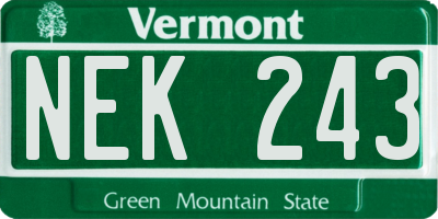 VT license plate NEK243