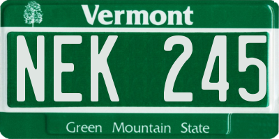 VT license plate NEK245