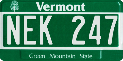 VT license plate NEK247