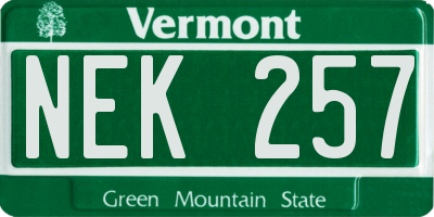 VT license plate NEK257