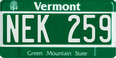 VT license plate NEK259