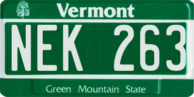 VT license plate NEK263