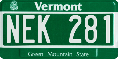 VT license plate NEK281