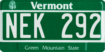 VT license plate NEK292