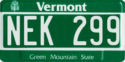 VT license plate NEK299