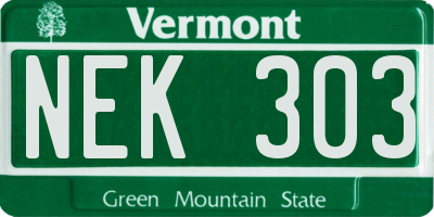 VT license plate NEK303