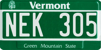 VT license plate NEK305