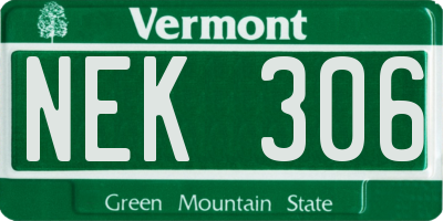 VT license plate NEK306
