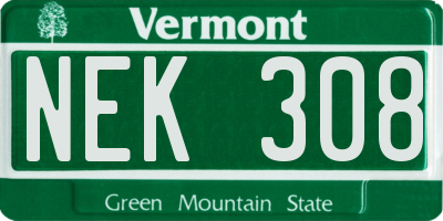 VT license plate NEK308