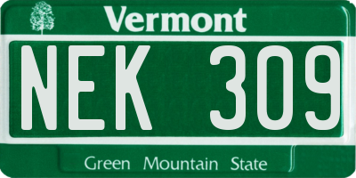 VT license plate NEK309