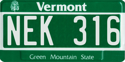 VT license plate NEK316