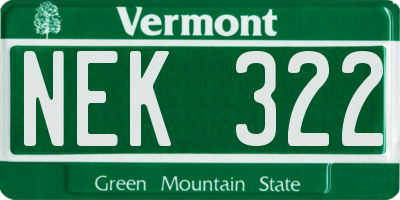 VT license plate NEK322