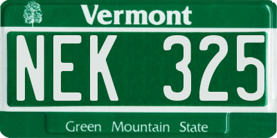 VT license plate NEK325