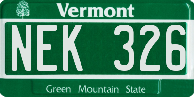 VT license plate NEK326