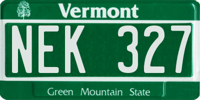 VT license plate NEK327