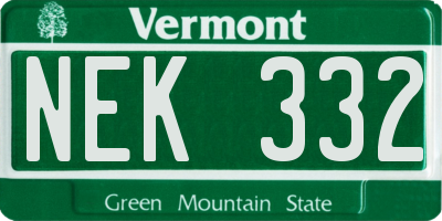 VT license plate NEK332