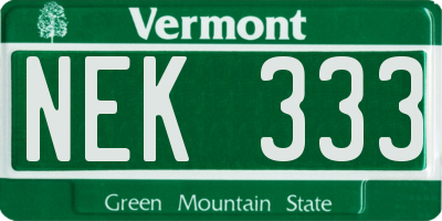 VT license plate NEK333